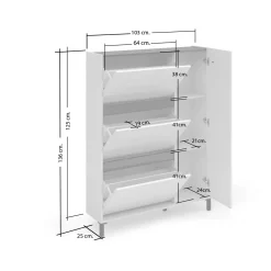 Scarpiere > Dmora Scarpiera 4 ante bianca lucida 103x136h cm - Visone Bianco Lucido