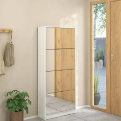 Bagno|Scarpiere > Dmora Scarpiera 4 ante bianca lucida 71x162h cm - Adaz Bianco Lucido