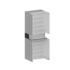 Bagno|Scarpiere > Dmora Scarpiera 5 ante bianca lucida e bianca larice 76x200h cm - Asklol Bianco Larice, Bianco Lucido