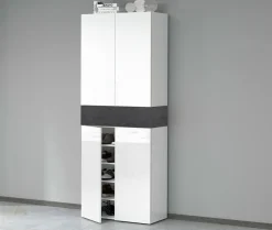 Bagno|Scarpiere > Dmora Scarpiera 5 ante bianca lucida e bianca larice 76x200h cm - Asklol Bianco Larice, Bianco Lucido