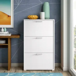 Bagno|Scarpiere > Dmora Scarpiera 3 ante bianca 67x112h cm - Amelisa Bianco