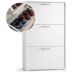 Bagno|Scarpiere > Dmora Scarpiera 3 ante bianca 67x112h cm - Amelisa Bianco
