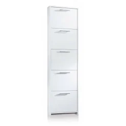 Bagno|Scarpiere > Dmora Scarpiera 5 ante bianca 50x178h cm - Asclepio Bianco