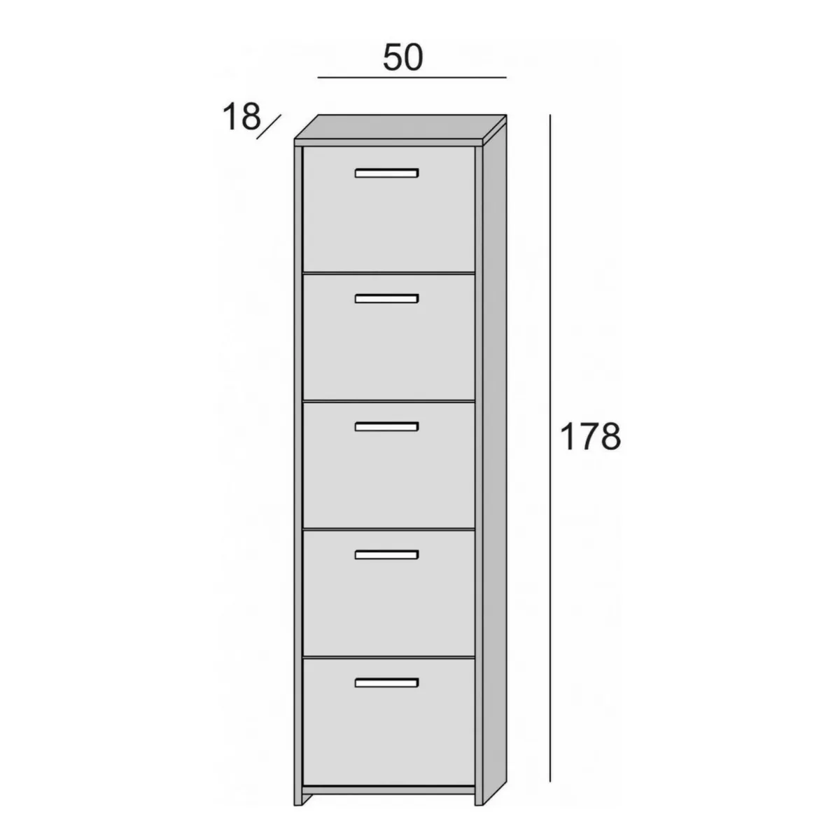 Bagno|Scarpiere > Dmora Scarpiera 5 ante bianca 50x178h cm - Asclepio Bianco