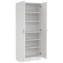 Scarpiere|Lavanderia > Dmora Scarpiera 2 ante bianca 69x170h cm con ripiani regolabili - Erinni Bianco