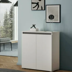 Bagno|Scarpiere > Dmora Scarpiera 2 ante bianca 80x102h cm con ripiani regolabili - Astrina Bianco
