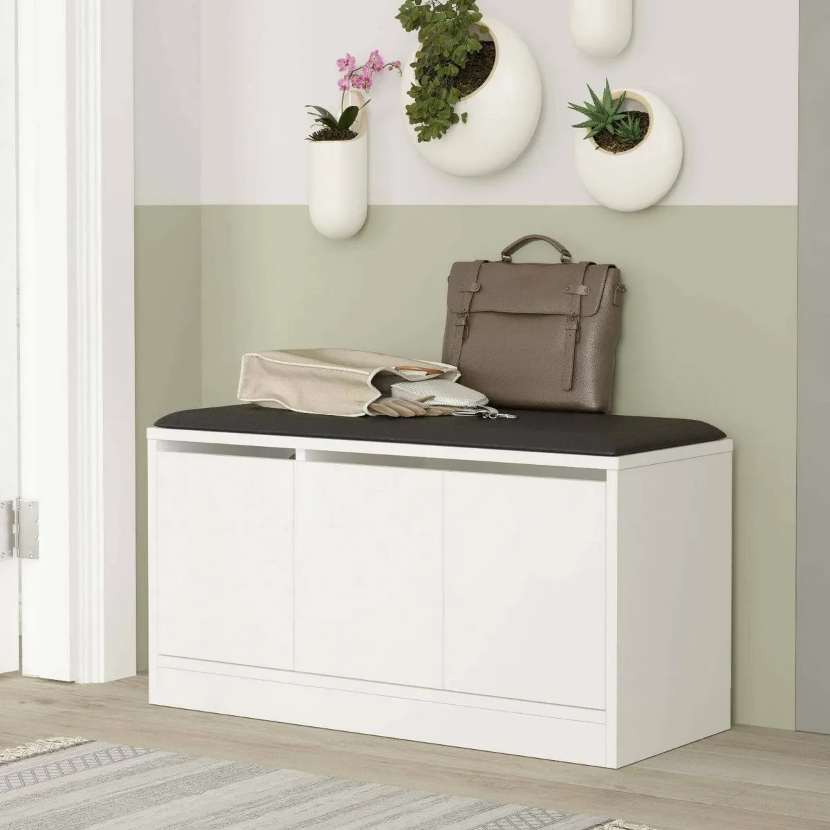 Bagno|Scarpiere > Dmora Scarpiera 3 ante bianca 89x45h cm - Corniola Bianco