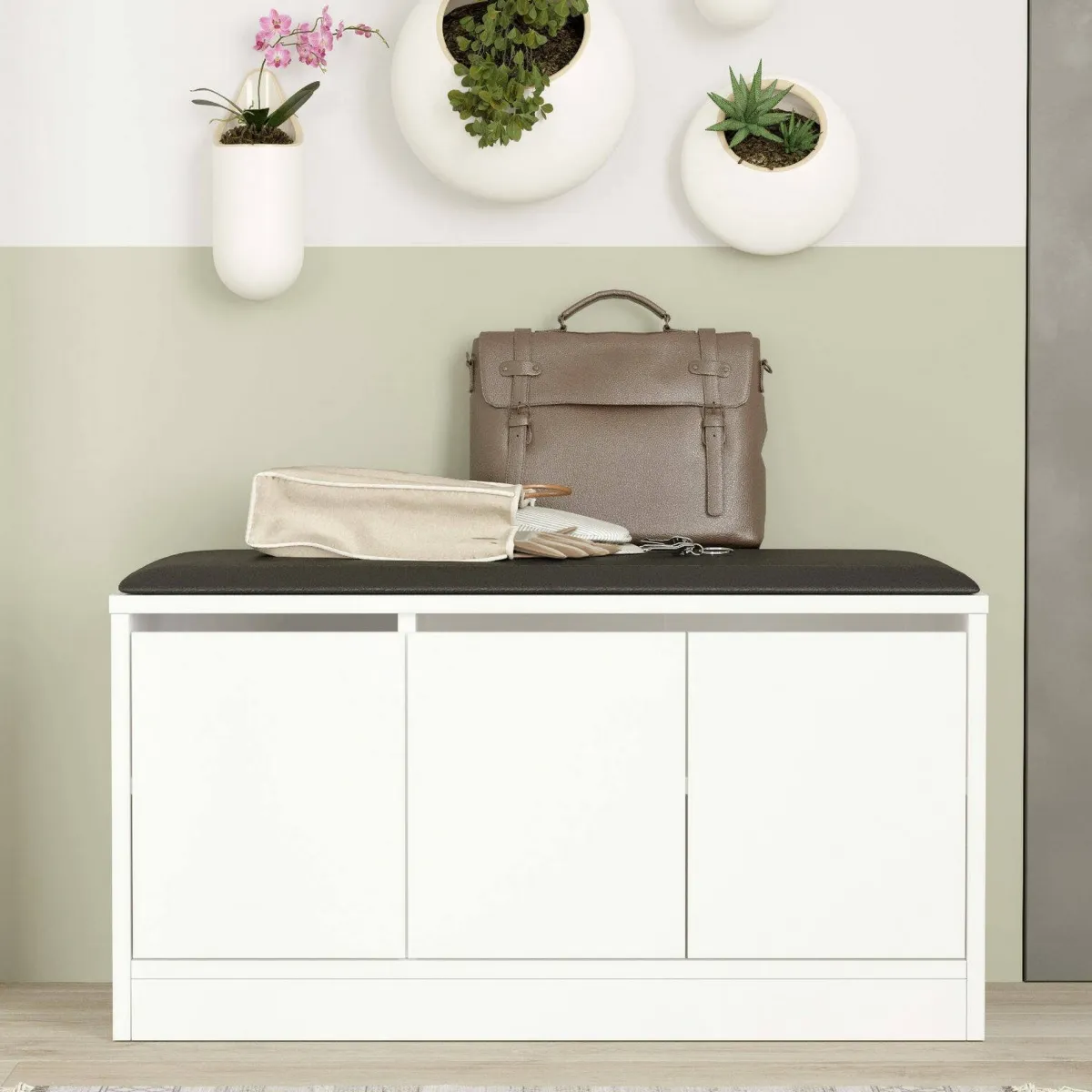Bagno|Scarpiere > Dmora Scarpiera 3 ante bianca 89x45h cm - Corniola Bianco