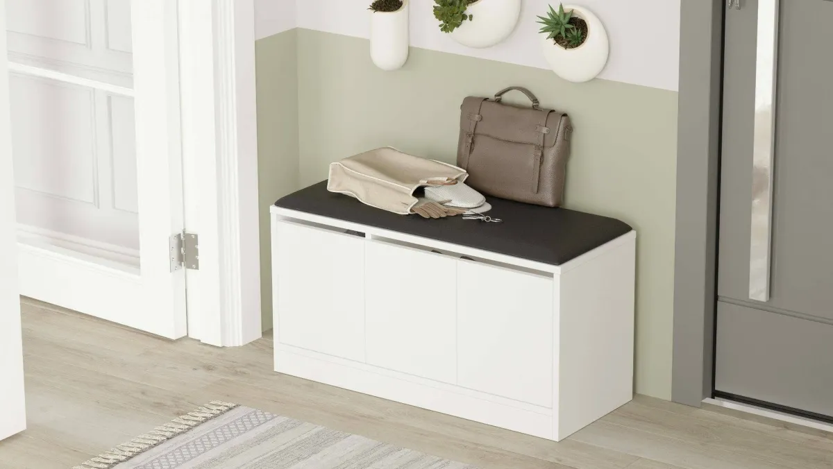 Bagno|Scarpiere > Dmora Scarpiera 3 ante bianca 89x45h cm - Corniola Bianco