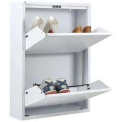 Scarpiere > Dmora Scarpiera 2 ante bianca 50x71h cm in metallo - Igina Bianco