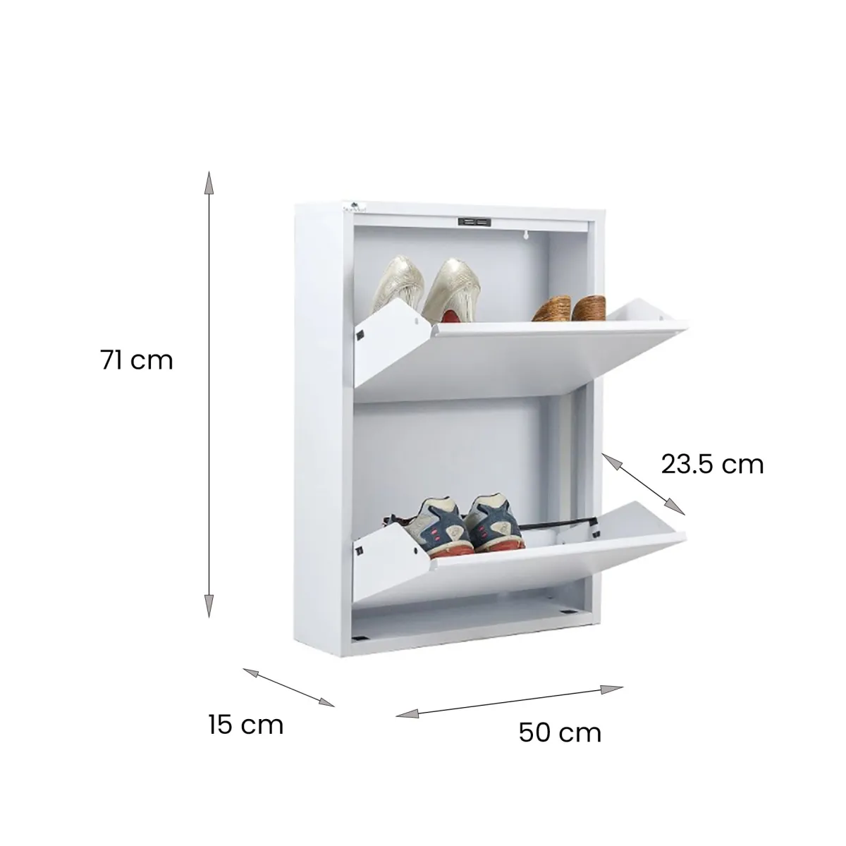 Scarpiere > Dmora Scarpiera 2 ante bianca 50x71h cm in metallo - Igina Bianco