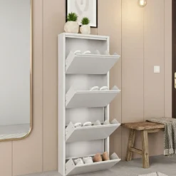 Scarpiere > Dmora Scarpiera 4 ante bianca 50x138h cm in metallo - Axe Bianco