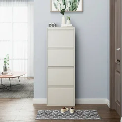 Scarpiere > Dmora Scarpiera 4 ante bianca 50x138h cm in metallo - Axe Bianco