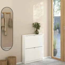 Scarpiere > Dmora Scarpiera 2 ante bianca 70x85h cm 6 paia - Turchese Bianco