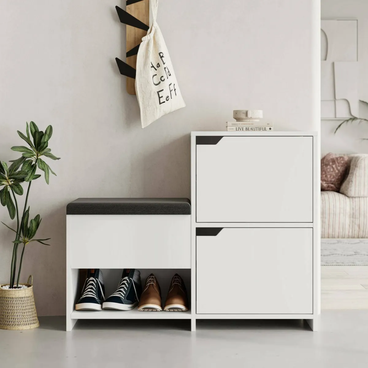 Scarpiere > Dmora Scarpiera 2 ante bianca 101x80h cm - Tokage Bianco