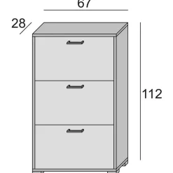 Bagno|Scarpiere > Dmora Scarpiera 3 ante cemento 67x112h cm - Axinite Grigio Cemento