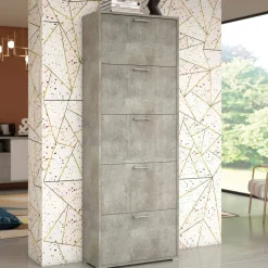 Bagno|Scarpiere > Dmora Scarpiera 5 ante cemento 67x183h cm - Anina Grigio Cemento