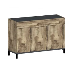 Bagno|Lavanderia > Dmora Scarpiera 3 ante e 2 cassetti acero e ardesia 120x80h cm - Syria Grigio Ardesia, Marrone Acero