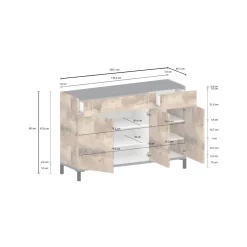 Bagno|Lavanderia > Dmora Scarpiera 3 ante e 2 cassetti acero e ardesia 120x80h cm - Syria Grigio Ardesia, Marrone Acero