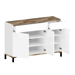 Bagno|Lavanderia > Dmora Scarpiera 3 ante e 2 cassetti bianca lucida e ardesia 120x80h cm - Syria Grigio Ardesia, Bianco Lucido