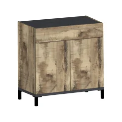 Bagno|Lavanderia > Dmora Scarpiera 2 ante e 1 cassetto acero e ardesia 80x80h cm - Variscite Grigio Ardesia, Marrone Acero