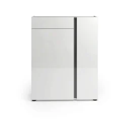 Scarpiera 2 ante e 1 cassetto bianca lucida e antracite 91x115h cm - Cavallino