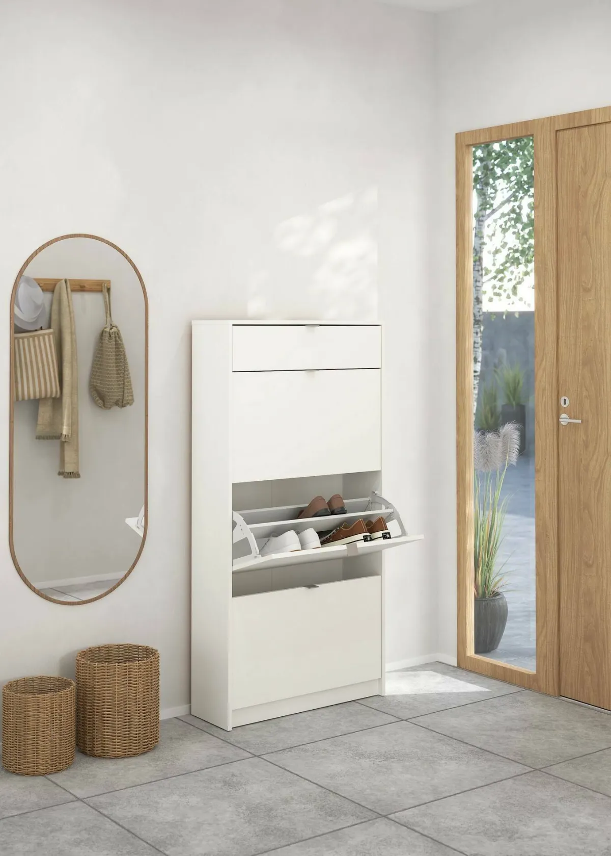 Scarpiere > Dmora Scarpiera 3 ante e 1 cassetto bianca 70x139h cm - Mandukhai Bianco