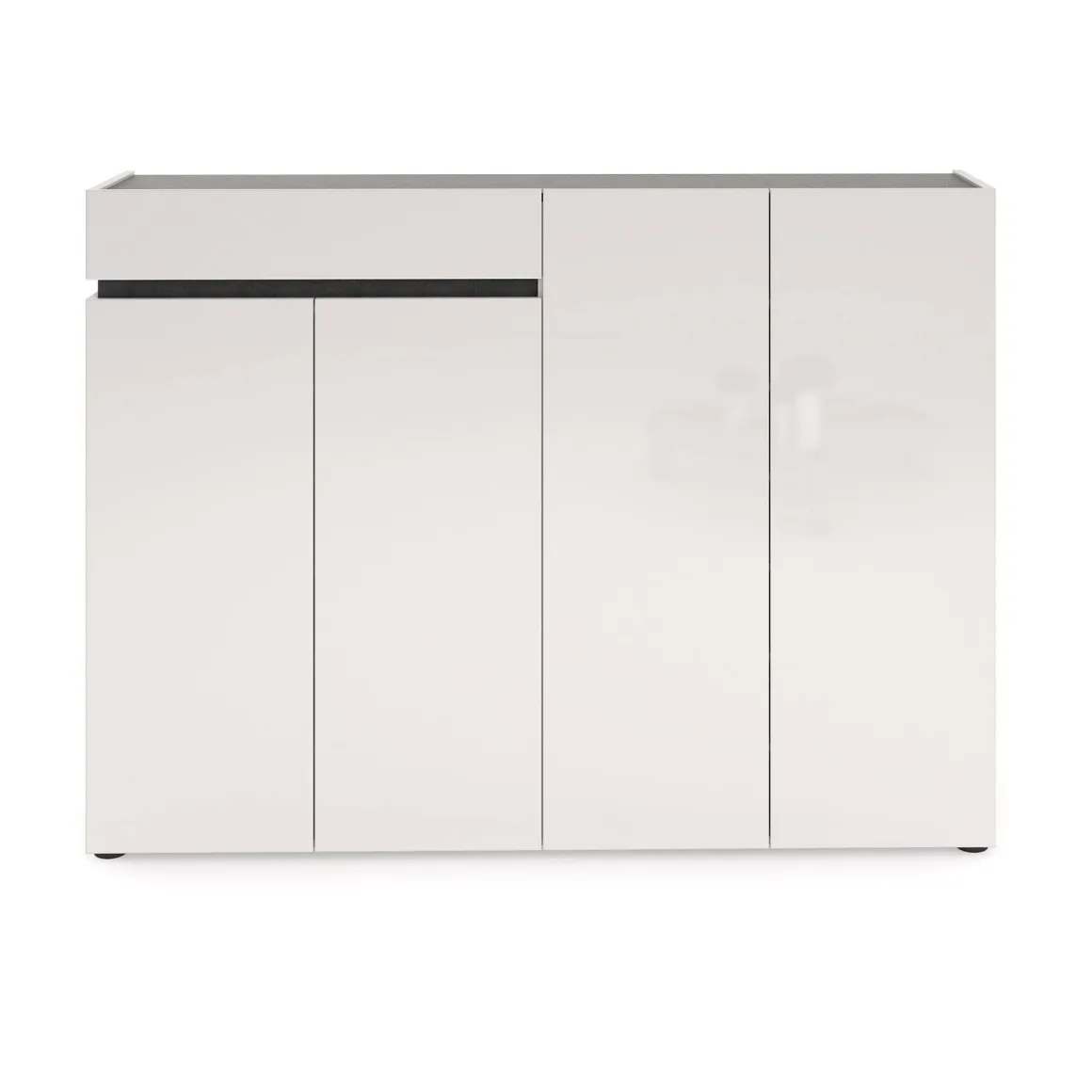 Scarpiera 4 ante e 1 cassetto bianca lucida e antracite 160x115h cm - Speranza