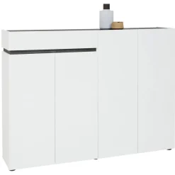 Scarpiera 4 ante e 1 cassetto bianca lucida e antracite 160x115h cm - Speranza
