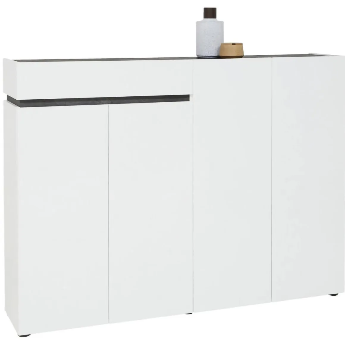 Scarpiera 4 ante e 1 cassetto bianca lucida e antracite 160x115h cm - Speranza