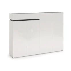 Scarpiera 4 ante e 1 cassetto bianca lucida e antracite 160x115h cm - Speranza