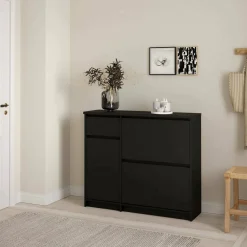 Scarpiere > Dmora Scarpiera 3 ante e 1 cassetto nera 70x139h cm - Mandukhai Nero
