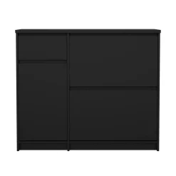 Scarpiera 3 ante e 1 cassetto nera 108x92h cm - Todd