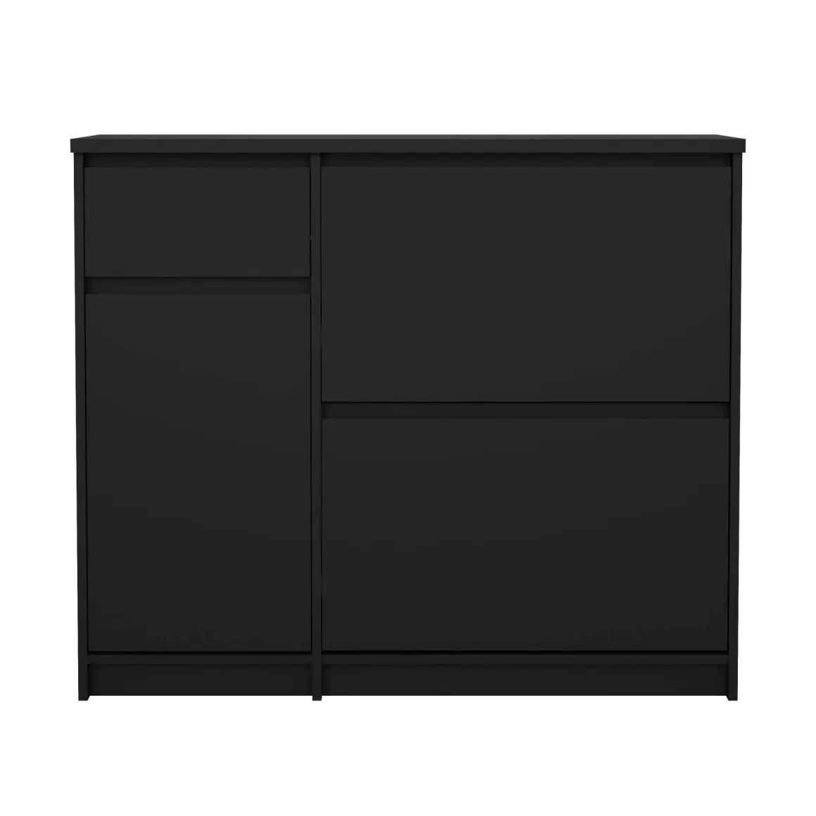 Scarpiera 3 ante e 1 cassetto nera 108x92h cm - Todd
