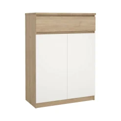 Scarpiere > Dmora Scarpiera 2 ante e 1 cassetto rovere e bianca 80x111h cm - Angilops Bianco, Marrone Rovere