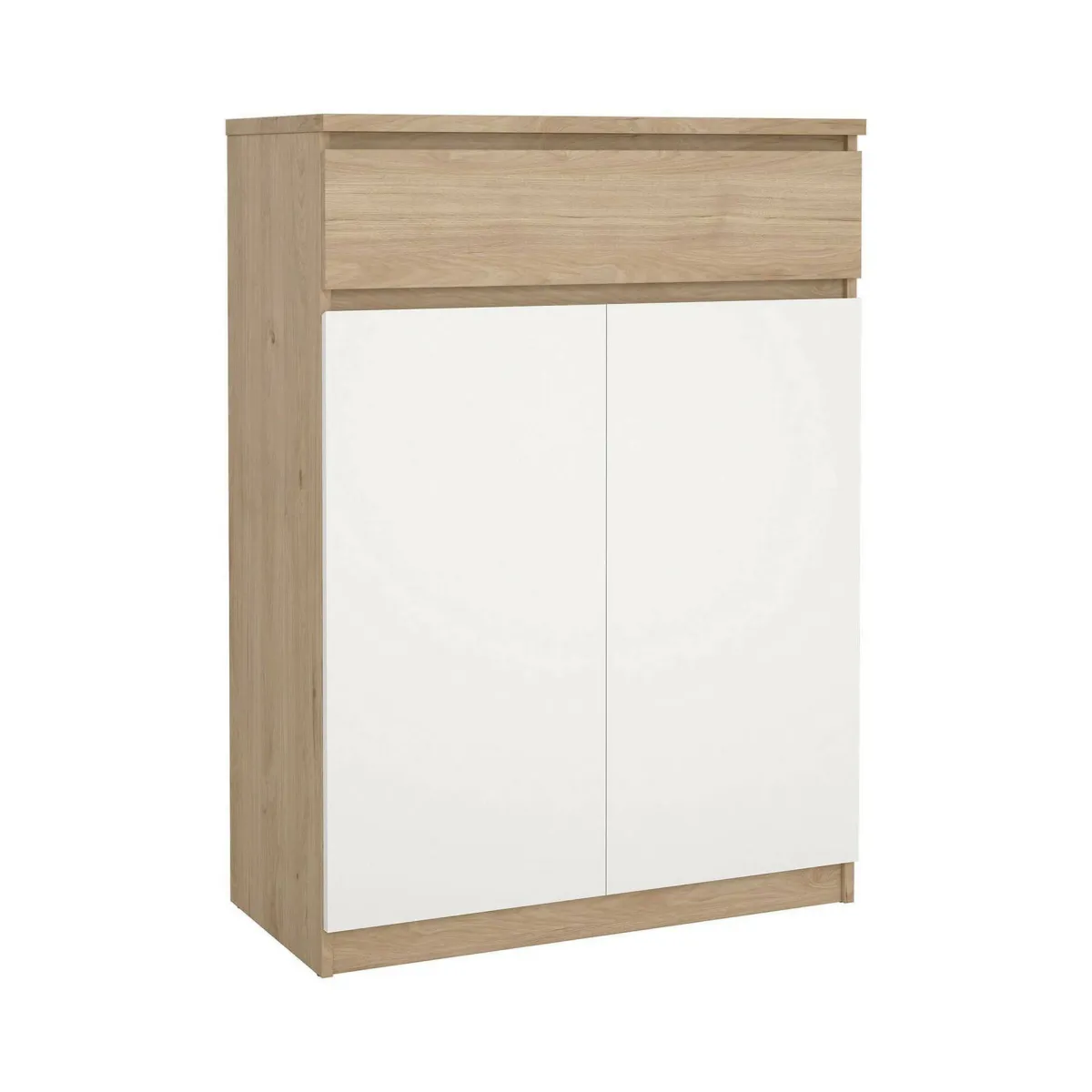 Scarpiere > Dmora Scarpiera 2 ante e 1 cassetto rovere e bianca 80x111h cm - Angilops Bianco, Marrone Rovere