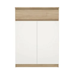 Scarpiere > Dmora Scarpiera 2 ante e 1 cassetto rovere e bianca 80x111h cm - Angilops Bianco, Marrone Rovere
