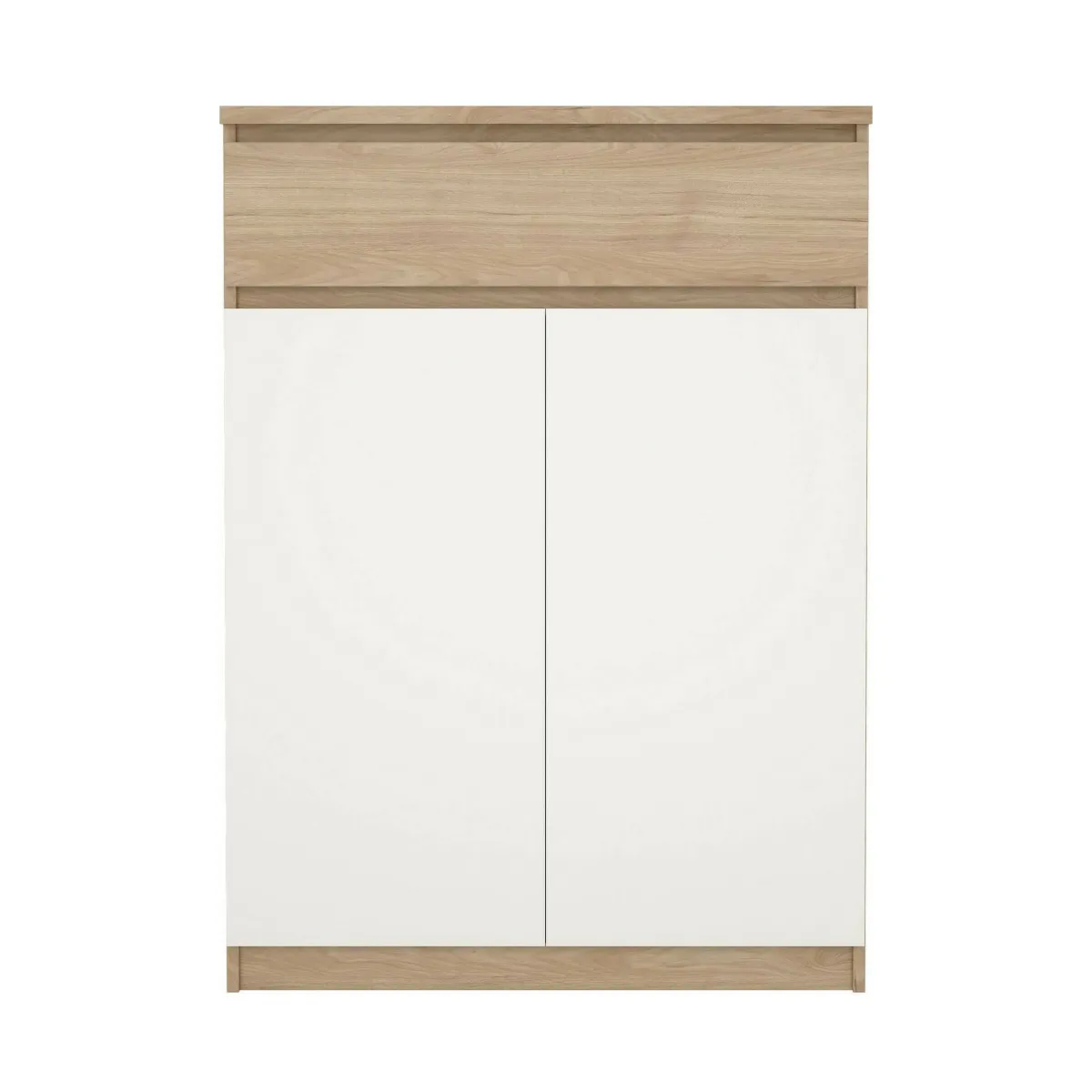 Scarpiere > Dmora Scarpiera 2 ante e 1 cassetto rovere e bianca 80x111h cm - Angilops Bianco, Marrone Rovere