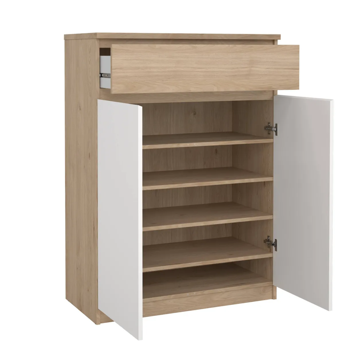 Scarpiere > Dmora Scarpiera 2 ante e 1 cassetto rovere e bianca 80x111h cm - Angilops Bianco, Marrone Rovere