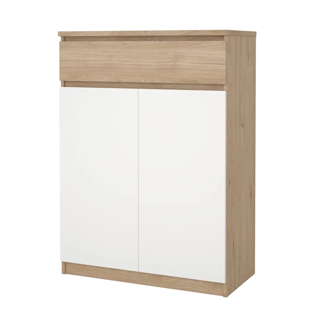 Scarpiere > Dmora Scarpiera 2 ante e 1 cassetto rovere e bianca 80x111h cm - Angilops Bianco, Marrone Rovere