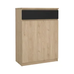 Scarpiera 2 ante e 1 cassetto rovere e nera 80x111h cm - Angilops
