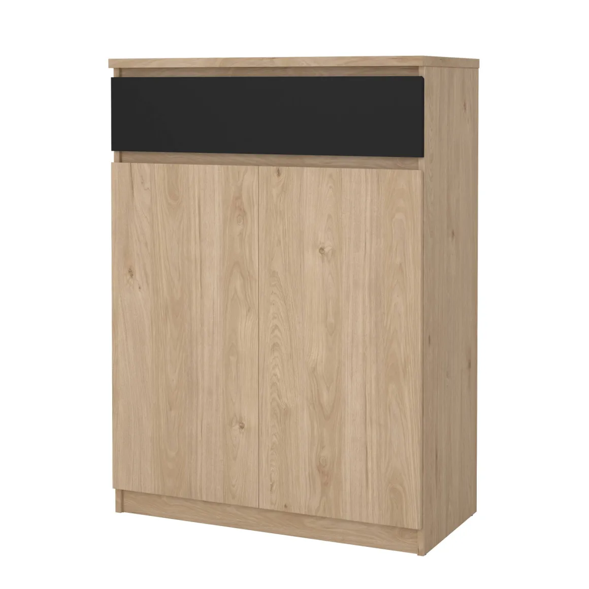 Scarpiera 2 ante e 1 cassetto rovere e nera 80x111h cm - Angilops