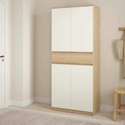 Scarpiere > Dmora Scarpiera 4 ante e 1 cassetto rovere e bianca 80x191h cm - Jangmi Bianco, Marrone Rovere