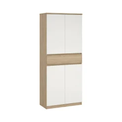 Scarpiere > Dmora Scarpiera 4 ante e 1 cassetto rovere e bianca 80x191h cm - Jangmi Bianco, Marrone Rovere