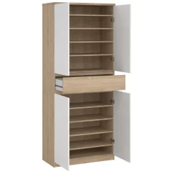 Scarpiere > Dmora Scarpiera 4 ante e 1 cassetto rovere e bianca 80x191h cm - Jangmi Bianco, Marrone Rovere
