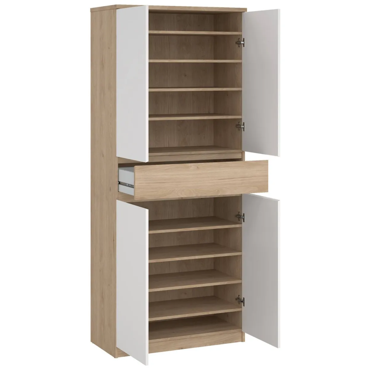Scarpiere > Dmora Scarpiera 4 ante e 1 cassetto rovere e bianca 80x191h cm - Jangmi Bianco, Marrone Rovere