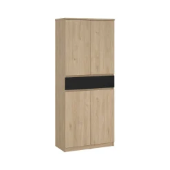 Scarpiera 4 ante e 1 cassetto rovere e nera 80x191h cm - Jangmi