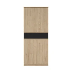Scarpiera 4 ante e 1 cassetto rovere e nera 80x191h cm - Jangmi