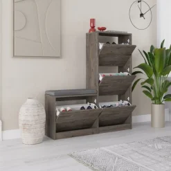 Scarpiera 4 ante marrone 105x119h cm - Velma