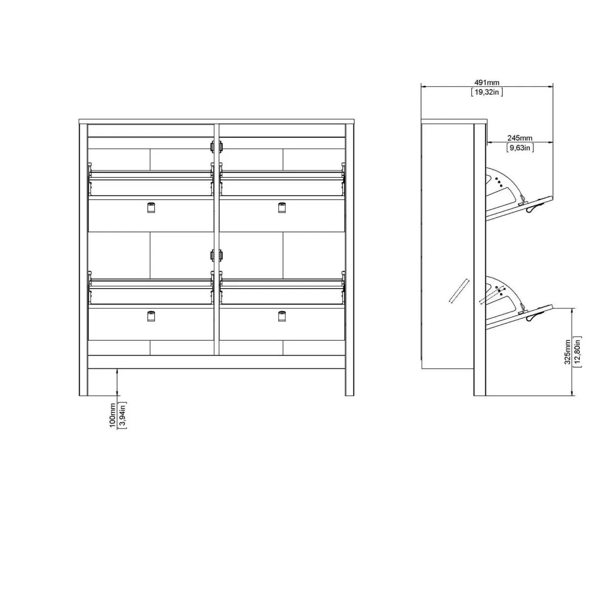 Scarpiere > Dmora Scarpiera 4 ante nera 102x102h cm - Actinidia Nero